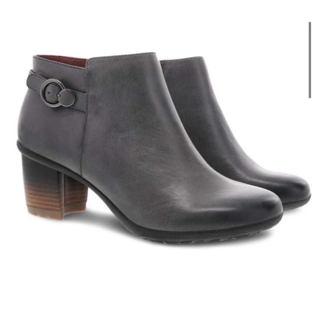 Dansko Perry Waterproof Grey Leather Ankle Boots Zip Up size 37